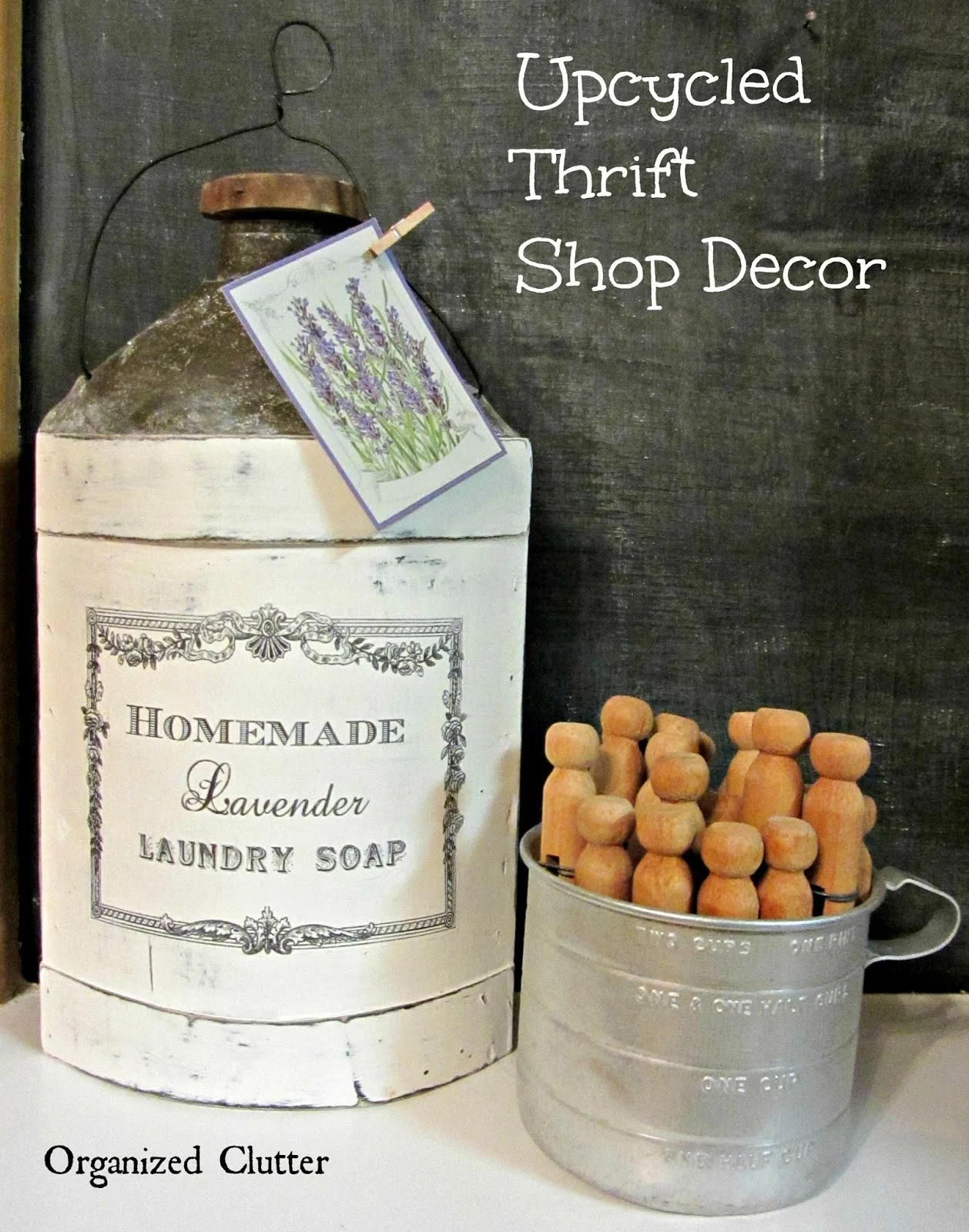 French Upcycle of a Thrift Shop Apple Cider Jug www.organizedclutterqueen.blogspot.com