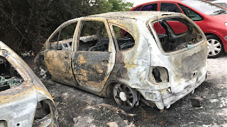 Los vehículos afectados por el fuego en Llano