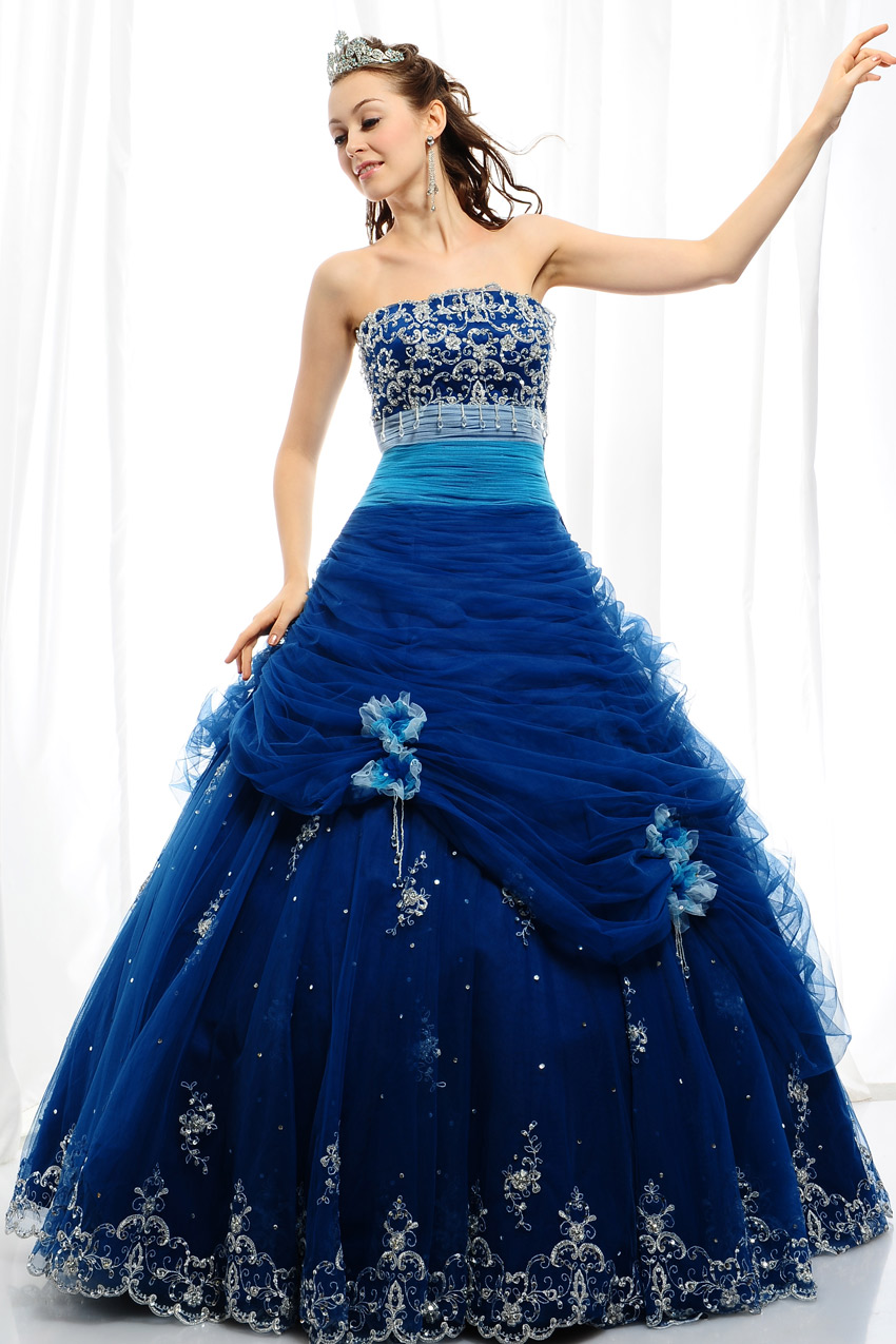  Blue  quinceanera angel dress  wedding  gowns 