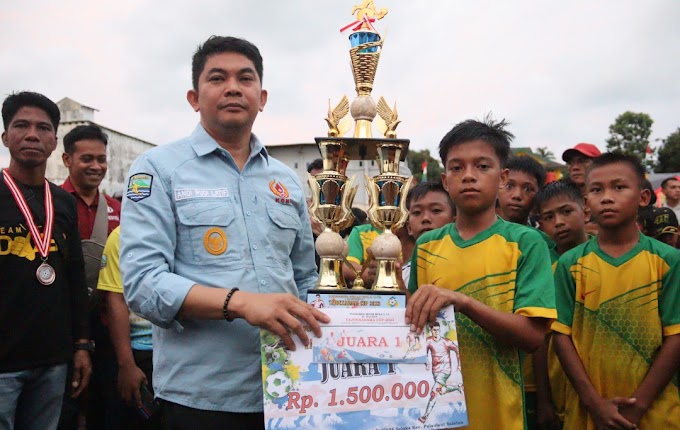 Wabup Bang Arul Tutup Turnamen Sepakbola U-13 Tajokkarama Cup 1, Garuda FC Sunga Bahim Juara Satu