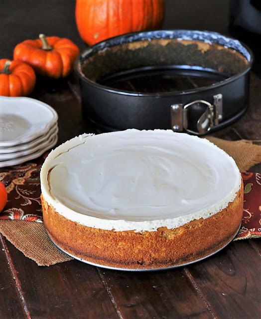 Whole Pumpkin Cheesecake Removed from Springform Pan Image