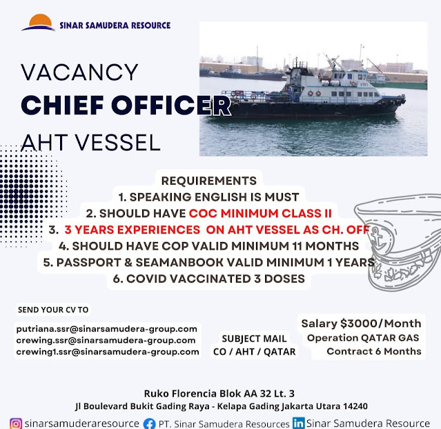 Hiring Crew for AHTS Vessel Chief Officer October 2023