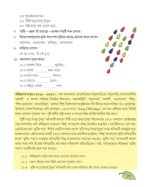 বৃষ্টি পড়ে টাপুর টুপুর | রবীন্দ্রনাথ ঠাকুর | পঞ্চম শ্রেণীর বাংলা | WB Class 5 Bengali