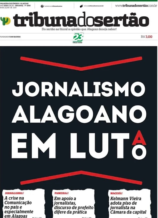 JORNALISMO ALAGOANO EM LUTO, DESTACA JORNAL TRIBUNA DO SERTÃO