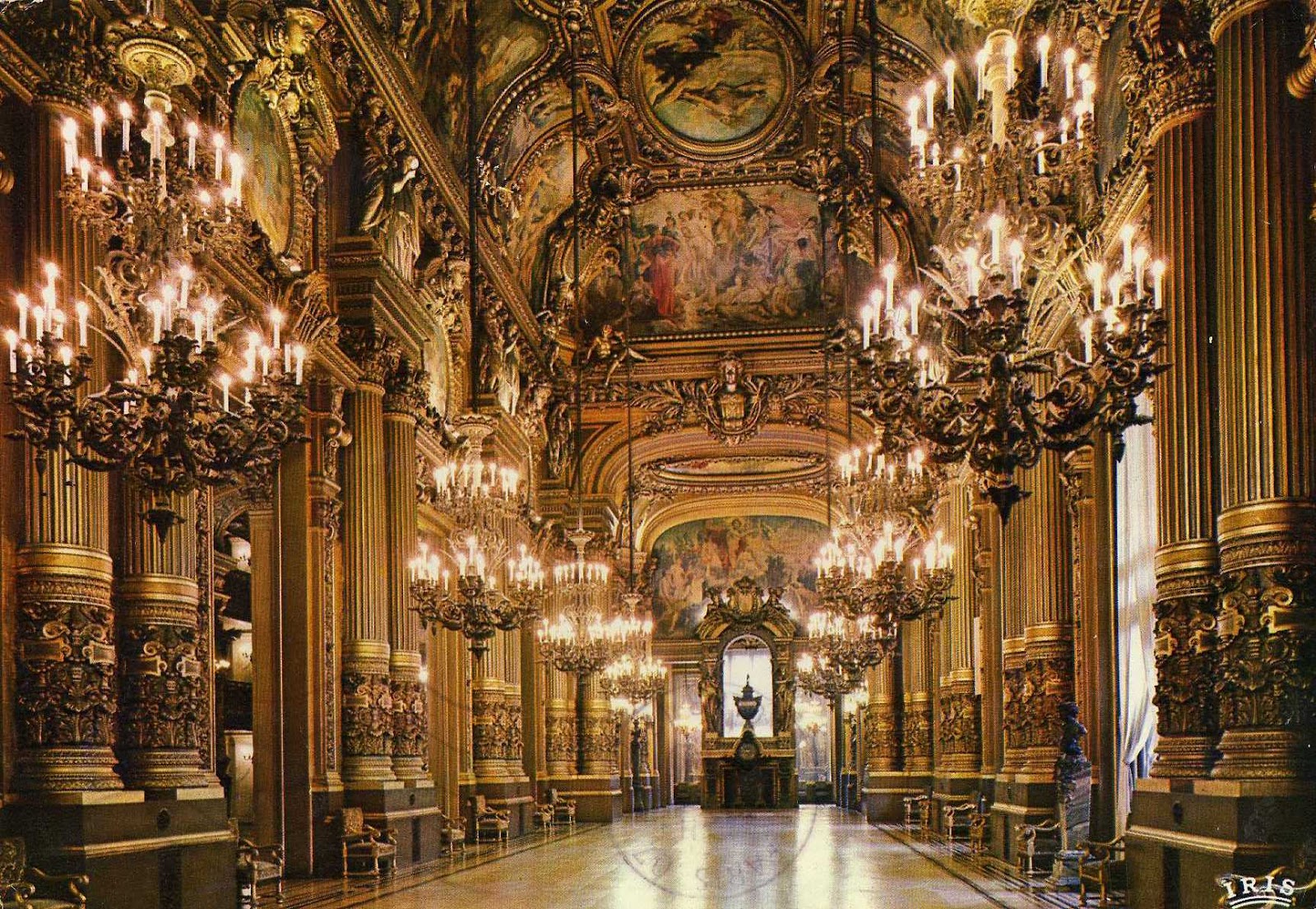 Travel Through Postcards The Grand Foyer In Palais Garnier Paris