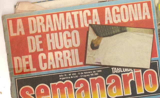 Prensa en internacion de Hugo del Carril, diarios