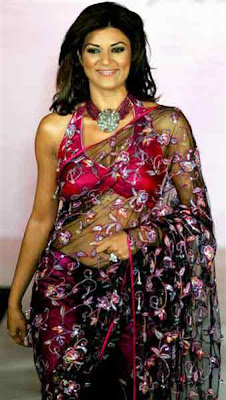 Sushmita Sen in Sleeveless Blouse and Transparent Sarees