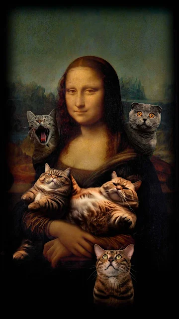 Monalisa e Gatos grátis para celular, iPhone da Apple, Samsung Galaxy, Xiaomi, Motorola e Realme. Papel de parede para Whatsapp!