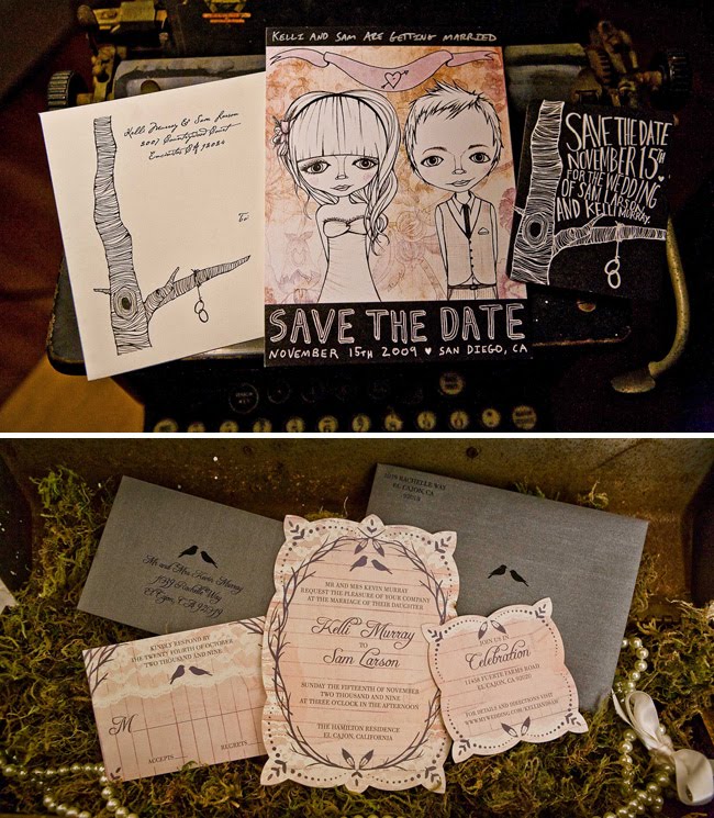 wedding save the dates with illustrations
