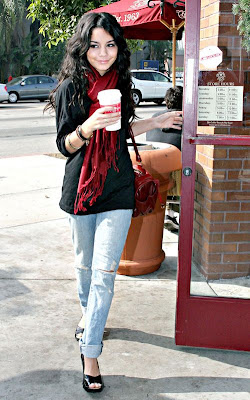 vanessa hudgens walk with coffee bean hot drinks