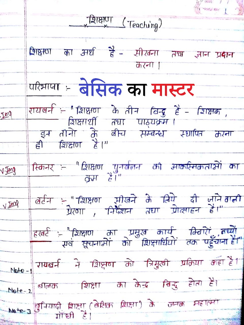 शिक्षण कौशल hand written notes - 1 