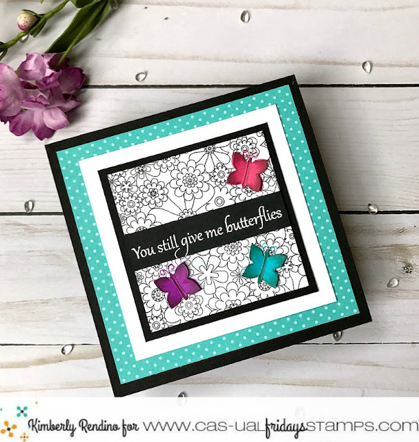 handmade card by Kimberly Rendino | CAS-ual Fridays Stamps | Floral | Butterflies | you give me butterflies | kimpletekreativity.blogspot.com