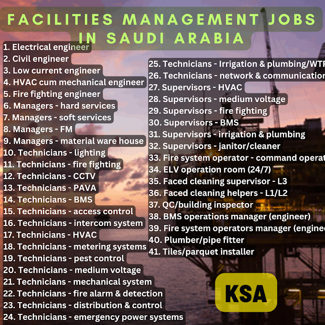 Facilities Management jobs in Saudi Arabia - Large recruitment