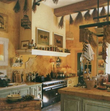 french country kitchen on My Favourite French Country Kitchens Wooden Beams With Produce Hung