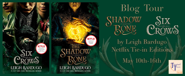 Blog tour banner featuring the two book covers for Shadow and Bone and Six of Crows as well as the title of the tour