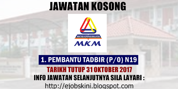Jawatan Kosong Maktab Koperasi Malaysia (MKM) - 31 Oktober 2017