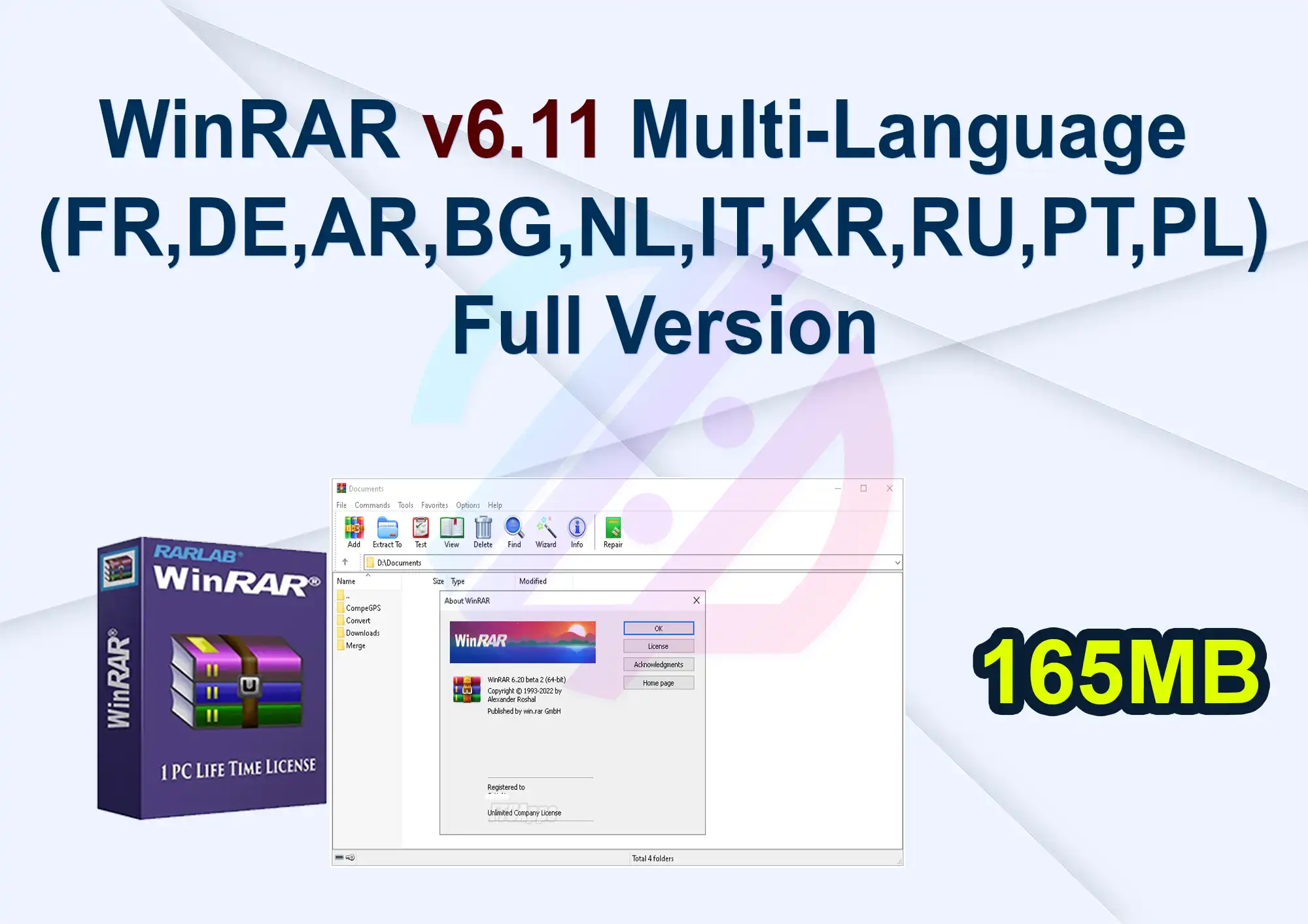WinRAR v6.11 Multi-Language (FR,DE,AR,BG,NL,IT,KR,RU,PT,PL) Full Version