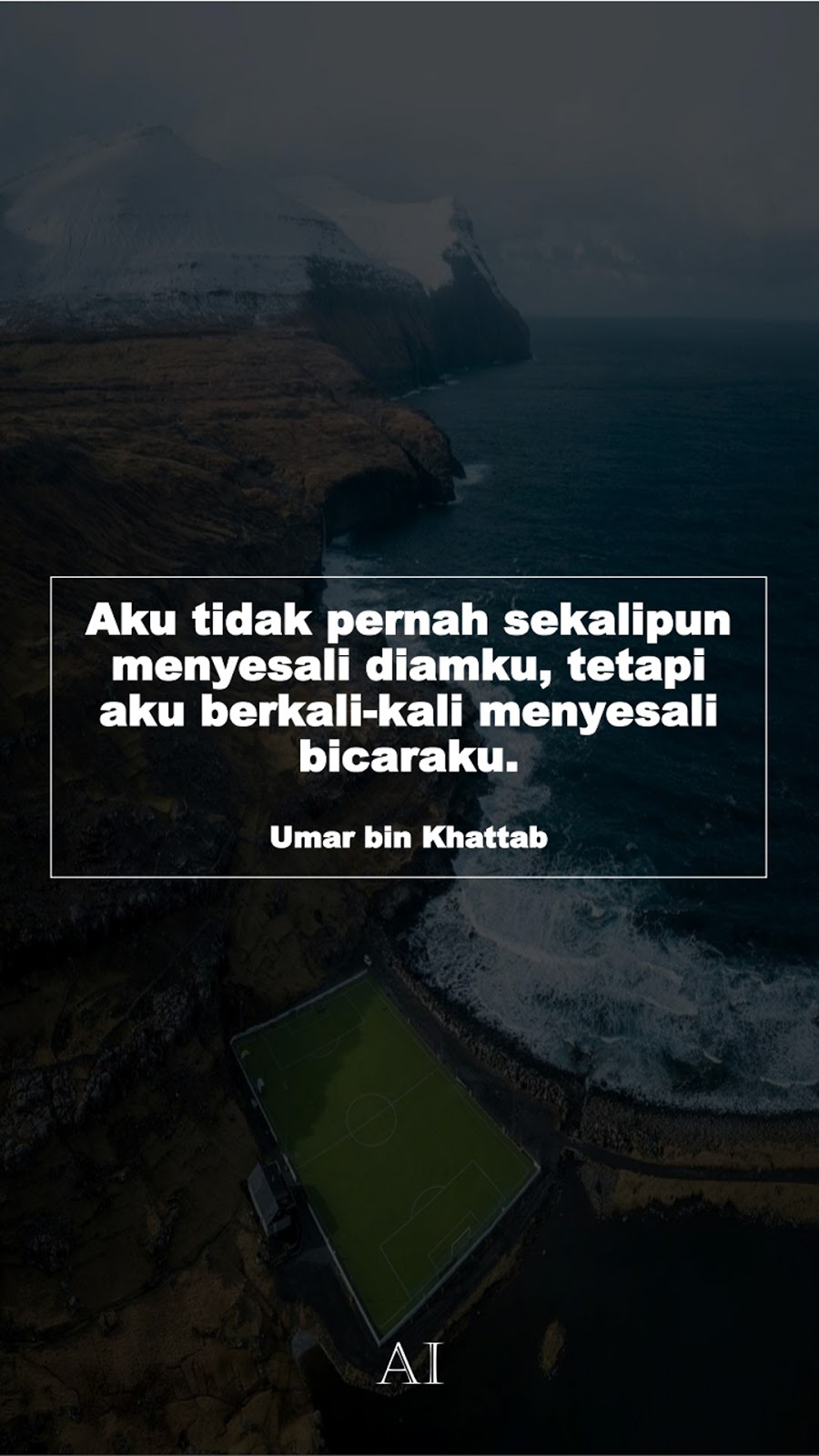 Wallpaper Kata Bijak Umar bin Khattab  (Aku tidak pernah sekalipun menyesali diamku, tetapi aku berkali-kali menyesali bicaraku.)