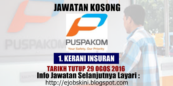 Jawatan Kosong Terkini di PUSPAKOM Sdn Bhd - 29 Ogos 2016