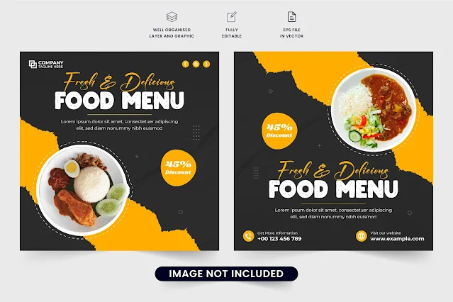 Food menu promotion poster design vector free download