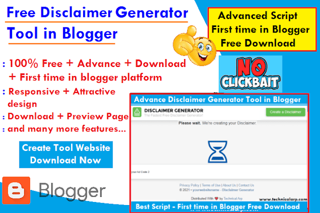 free disclaimer generator tool script for blogger