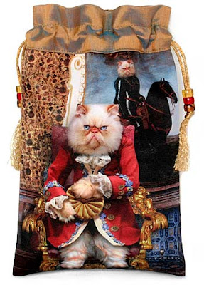 Baroque Bohemian Cats' Tarot, tarot bag drawstring pouch. Grumpy Persian