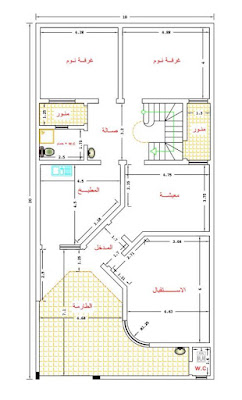 خريطة بناء 10 × 20   غرفتين نوم 