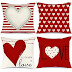 Valentine's Day Red & White Color Stripes Dots, Love Heart Design Pillow Cases for Valentine Home Decorations