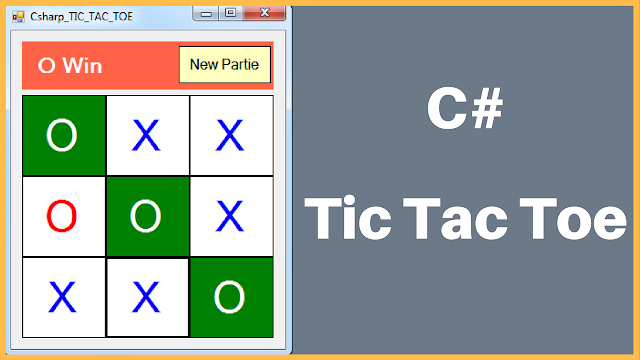 Toe Game With Replay And Get The Winner And Change Winning Boxes Color Using  C# Tic Tac Toe Game Source Code