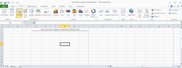 Excel Cara Menambahkan Gambar ( Picture, Clip art , Shapes, smart art, dan ScreenShot PC )