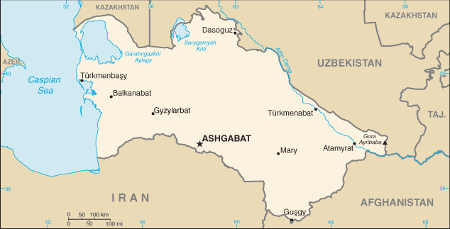 Map Turkmenistan, CIA Factbook