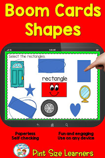 Engage your kindergarten students with these digital Shapes task cards for Boom Learning. With these 25 cards, students will use the interactive, digital Boom platform to practice identifying and matching shapes. Directions are given orally on each card. There are 4 different activities included. Perfect for a technology center, classroom iPad use, home schooling or distance learning.