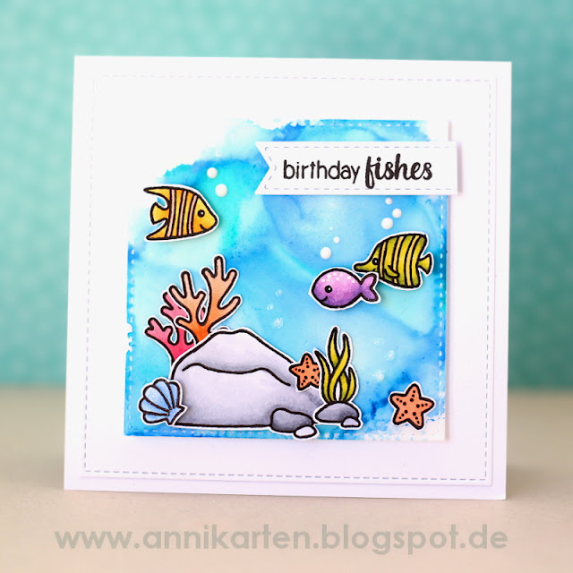 Sunny Studio Stamps: Oceans of Joy & Magical Mermaids Birthday Fishes Card by Anni Lerche
