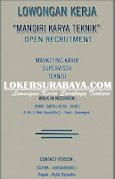 Walk In Interview di Mandiri Karya Teknik Bojonegoro November 2019