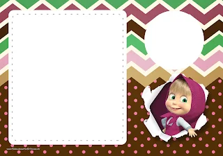 Masha and the Bear Party Free Printable Invitations, Labels or Cards.