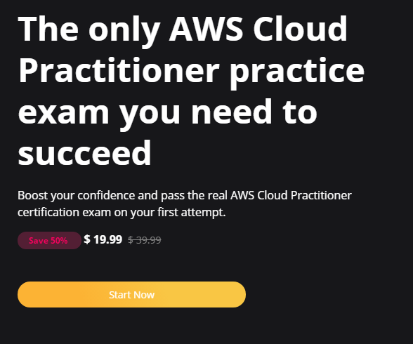 Limited time offer, Save 50% on AWS Cloud Practitioner Exam
