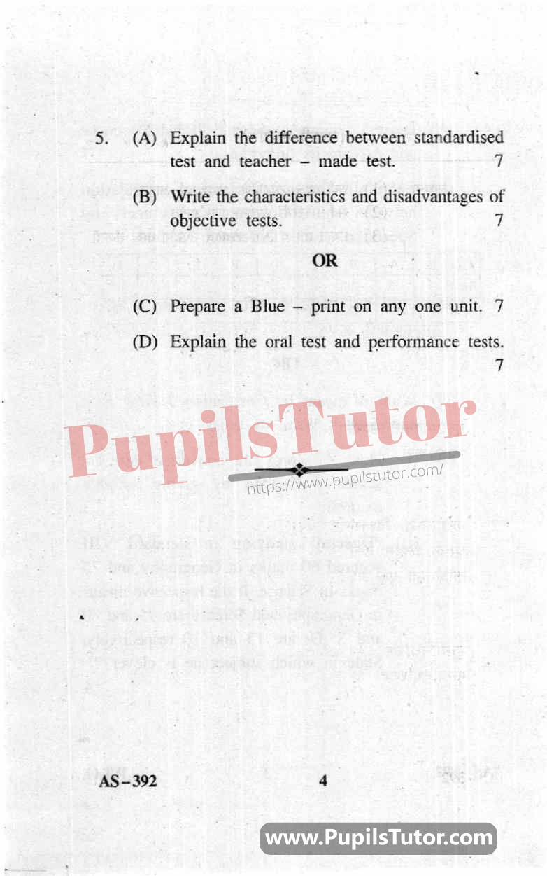 Assessment For Learning Question Paper In English