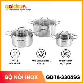 Goldsun Bộ nồi inox vung kính GD18-3306SG - nguồn cảm hứng cho người nội trợ