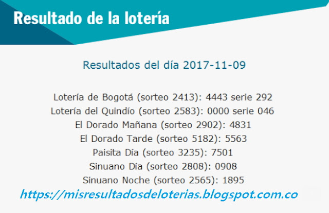 Como jugo la lotería anoche | Resultados diarios de la lotería y el chance | resultados del dia 09-11-2017