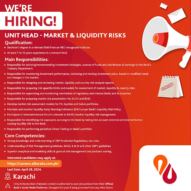 Albaraka Bank Pakistan Ltd Latest Jobs in Karachi April 2024