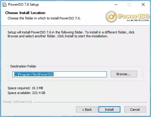 Select Location for install files and click on next