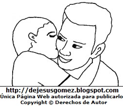 Papá recibiendo un beso de su hijo para colorear. Dibujo de papá hecho por Jesus Gómez