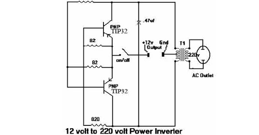 Rangkaian Inverter Sederhana 12volt Dc ke 220volt AC Rangkaian Inverter Sederhana 12volt Dc ke 220volt AC