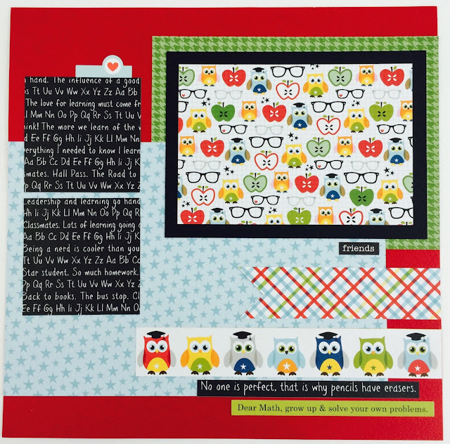 Star Student School Scrapbook Layout with owls, apples, and stars