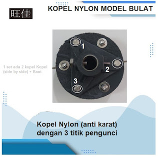 Kopel Nylon untuk kincir tambak model bulat dengan 3 titik pengunci