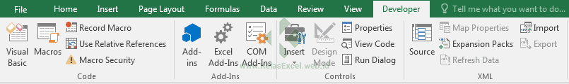 TAB Developer Pada Excel