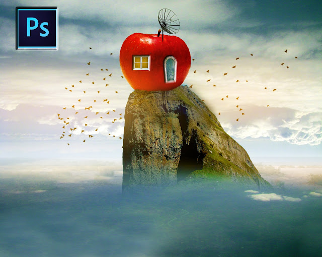 Making Apple House Manipulation Scene Effect In Photoshop