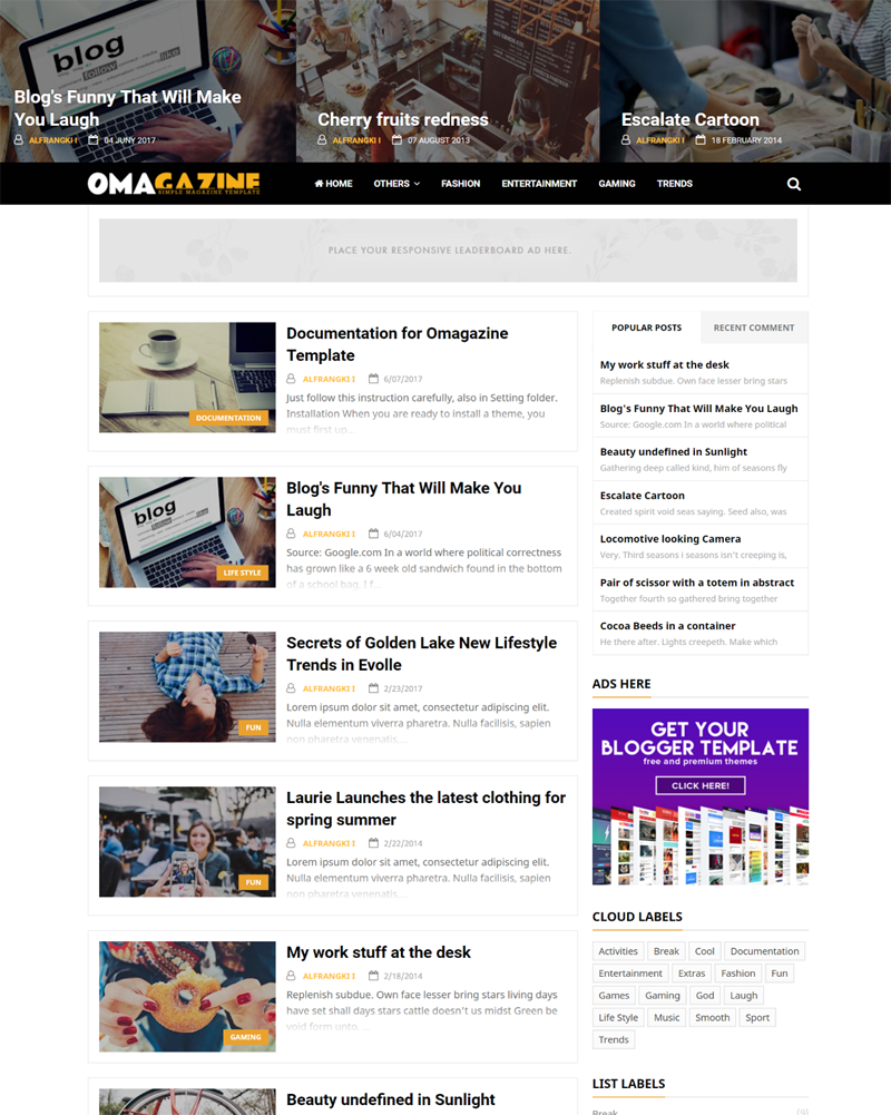 Omagazine Blogger Template