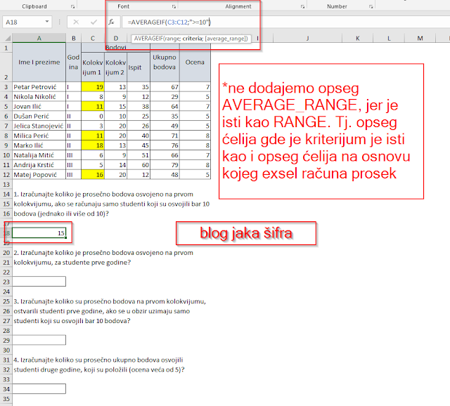 averageif funkcija primer u praksi