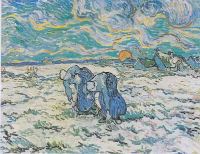 Two Peasant Women Digging in a Snow-Covered Field at Sunset (after Jean-François Millet), 1890. Foundation E.G. Bührle Collection, Zurich, Switzerland painting Vincent van Gogh